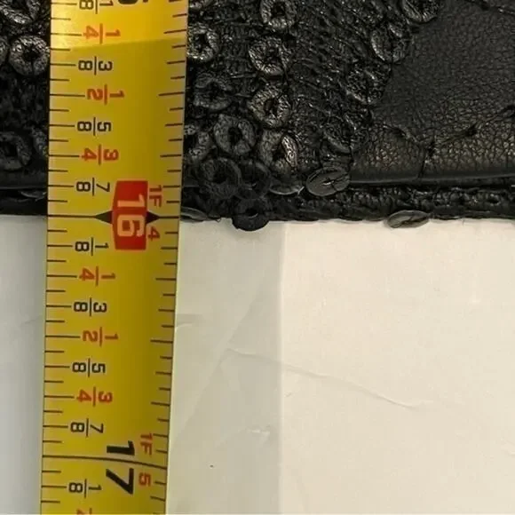 Blank NYC Vegan Leather Black Sequined Mini Skirt Size S - Picture 10 of 10